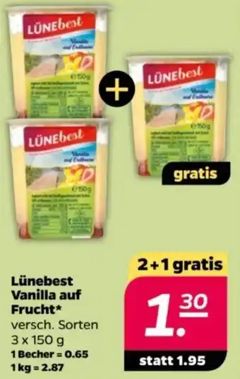 NETTO Lünebest Vanilla auf Frucht 3 x 150 g Angebot