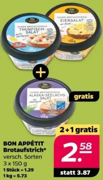 NETTO BON APPÉTIT Brotaufstrich 3 x 150 g Angebot