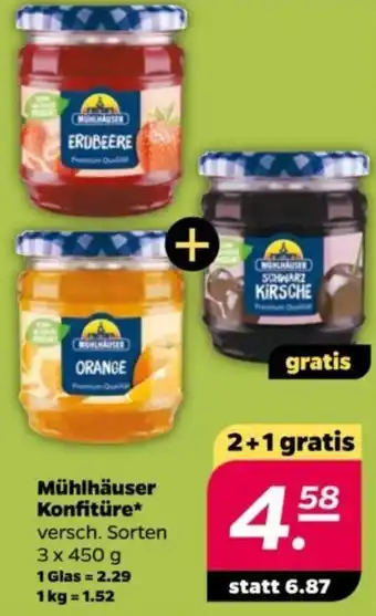 NETTO Mühlhäuser Konfitüre 3x450 g Angebot