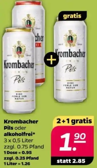 NETTO Krombacher Pils oder alkoholfrei 3 x 0,5 Liter Angebot
