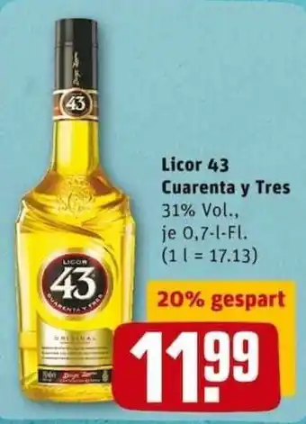 REWE PETZ Licor 43 Cuarenta y Tres 0,7L Angebot