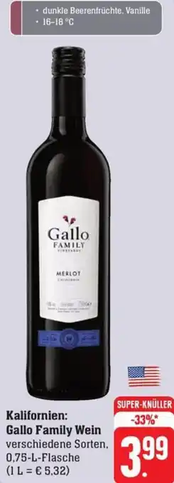 Schmidt's Märkte Kalifornien: Gallo Family Wein 0,75 L Flasche Angebot