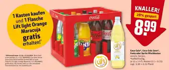 REWE PETZ Coca Cola, Coca Cola Zero, Fanta oder Sprite Mischkasten 12x1L Angebot