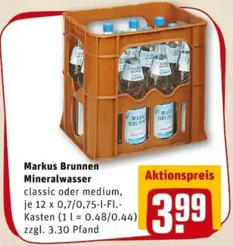 REWE PETZ Markus Brunnen Mineralwasser 12x0,7/0,75L Angebot