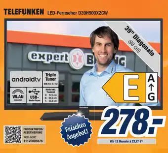 Expert Bening Telefunken LED Fernseher D39H500X2CW Angebot