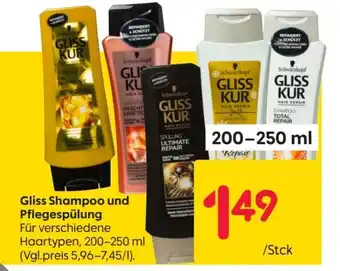 Rusta Schwarzkopf Gliss Shampoo und Pflegespülung 200-250ml Angebot