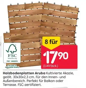 Rusta Holzbodenplatten Aruba 30*30*2.3 8st Angebot