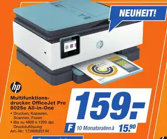 Expert Technomarkt hp Multifunktions-drucker OfficeJet Pro 8025e All-in-One Angebot