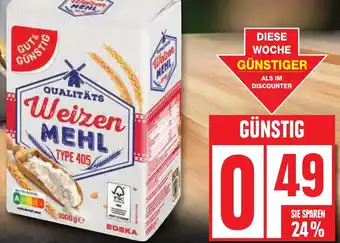 Edeka GUT&GÜNSTIG Qualitätsweizenmehl 1kg Packung Angebot