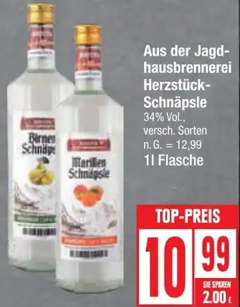 Edeka Aus der Jagdhausbrennerei Herzstück-Schnäpsle 1 L Flasche Angebot