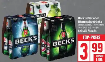 Edeka Beck's Bier oder Biermischgetränke 6x0,33 L Flasche Angebot