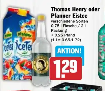 Hit Thomas Henry oder Pfanner Eistee verschiedene Sorten 0,75 | Flasche / 21 Packung Angebot