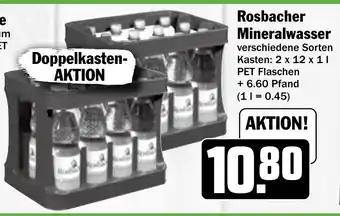 Hit Rosbacher Mineralwasser verschiedene Sorten Kasten: 2 x 12 x 11 PET Flaschen Angebot