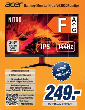 Expert Bening Acer Gaming Monitor Nitro VG252QPbmiipx Angebot