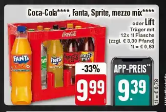 Edeka Coca-Cola, Fanta, Sprite, mezzo mix 12*1L Angebot