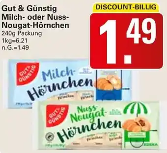 WEZ Gut & Günstig Milch oder Nuss-Nougat-Hörnchen 240g Packung Angebot