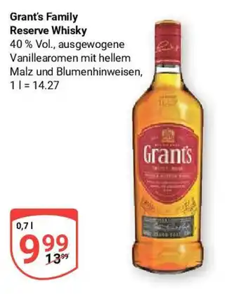 Globus Grant's Family Reserve Whisky, je 0,7 L Angebot