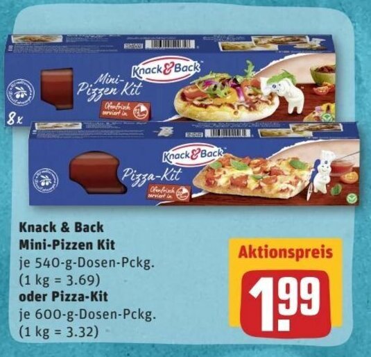 Knack & Back Mini Pizzen Kit 540g oder Pizza Kit 600g Angebot bei REWE