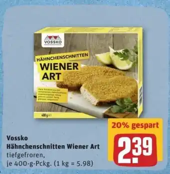 REWE Center Vossko Hähnchenschnitten Wiener Art 400g Angebot