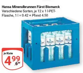 Globus Hansa Mineralbrunnen Fürst Bismarck Verschiedene Sorten, je 12 x 1 l-PET-Flasche Angebot