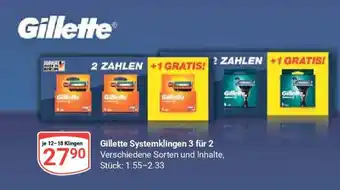 Globus Gillette Systemklingen 3 für 2 je 12-18 Klingen Angebot