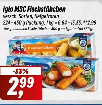 Simmel iglo MSC Fischstäbchen versch. Sorten, tiefgefroren224-450g Angebot