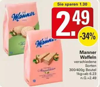 WEZ Manner Waffeln 300/400g Beutel Angebot