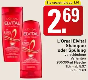 WEZ L'Oreal Elvital Shampoo oder Spülung 250/300ml Flasche Angebot