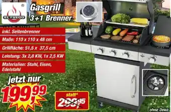 Posten Börse EL FUEGO Gasgrill 3+1 Brenner Angebot
