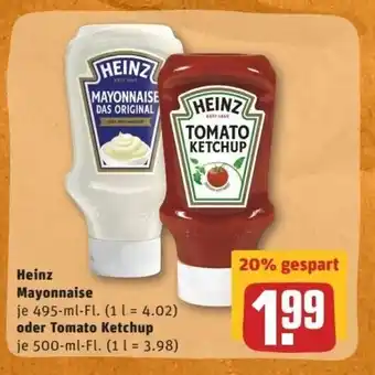 REWE Center Heinz Mayonnaise 495ml oder Tomato Ketchup 500ml Angebot