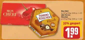 REWE Center Mon Cheri 157g oder Ferrero Küsschen 178g Angebot