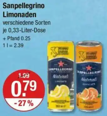 V Markt Sanpellegrino Limonaden 0,33 Liter Dose Angebot