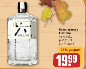 REWE Center Roku Japanese Craft Gin 0,7L Angebot