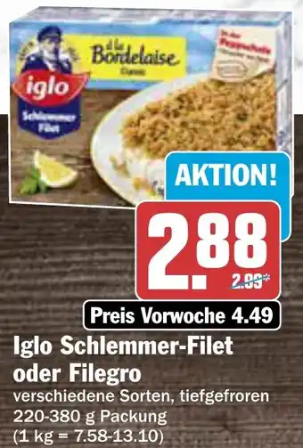 AEZ Iglo Schlemmer-Filet oder Filegro 220-380 g Packung Angebot