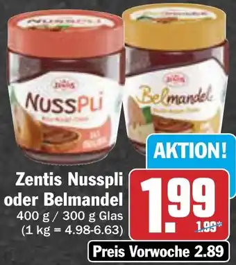 AEZ Zentis Nusspli oder Belmandel 400 g / 300 g Glas Angebot