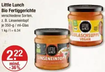 V Markt Little Lunch Bio Fertiggerichte 350 g/ml Glas Angebot