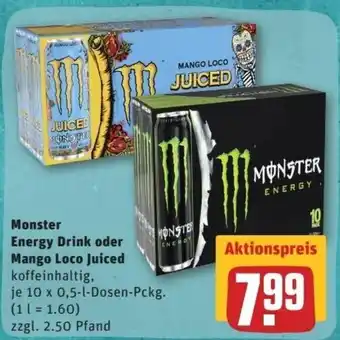 REWE Center Monster Energy Drink oder Mango Loco Juiced 10x0,5L Angebot