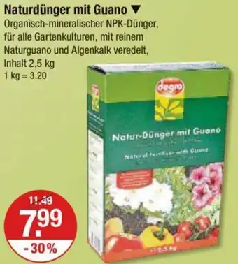 V Markt Naturdünger mit Guano 2,5 kg Angebot