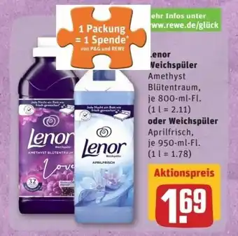 REWE Center Lenor Weichspüler 800ml/950ml Angebot