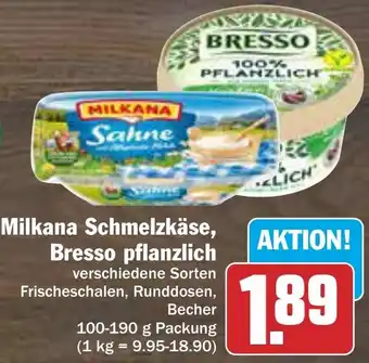 AEZ Milkana Schmelzkäse, Bresso pflanzlich 100-190 g Packung Angebot