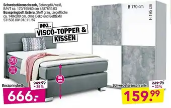 Möbel Boss Schwebetürenschrank oder Boxspringbett Estera Angebot