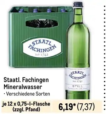 METRO Staatl. Fachingen Mineralwasser je 12 x 0,75-1-Flasche Angebot