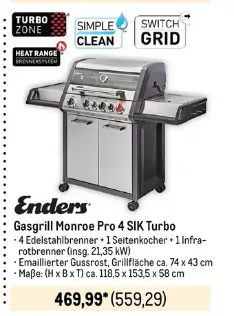 METRO Enders Gasgrill Monroe Pro 4 SIK Turbo Angebot