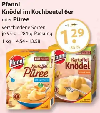 V Markt Pfanni Knödel im Kochbeutel 6er oder Püree 95-284 g Packung Angebot