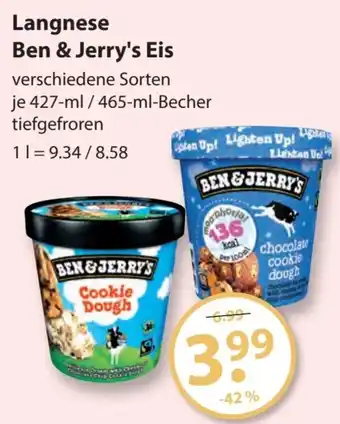 V Markt Langnese Ben & Jerry's Eis 427 ml / 465 ml Becher Angebot