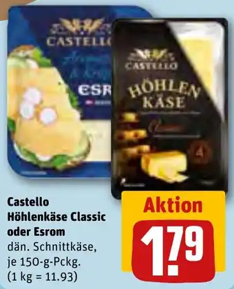 REWE Castello Höhlenkäse Classic oder Esrom 150 g Pckg. Angebot