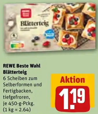 REWE Rewe Beste Wahl Blätterteig 450 g Pckg. Angebot