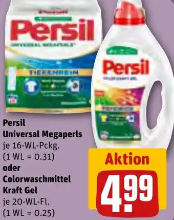 REWE Persil Universal Megaperls 16 WL Pckg. oder Colorwaschmittel Kraft Gel 20 WL-Fl. Angebot