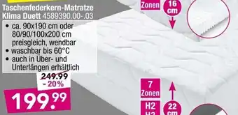 Möbel Boss Taschenfederkern Matratze Klima Duett Angebot