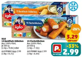 PENNY Iglo 13 Backfisch-Stäbchen 364 g oder 15 Fischstäbchen 450 g Angebot